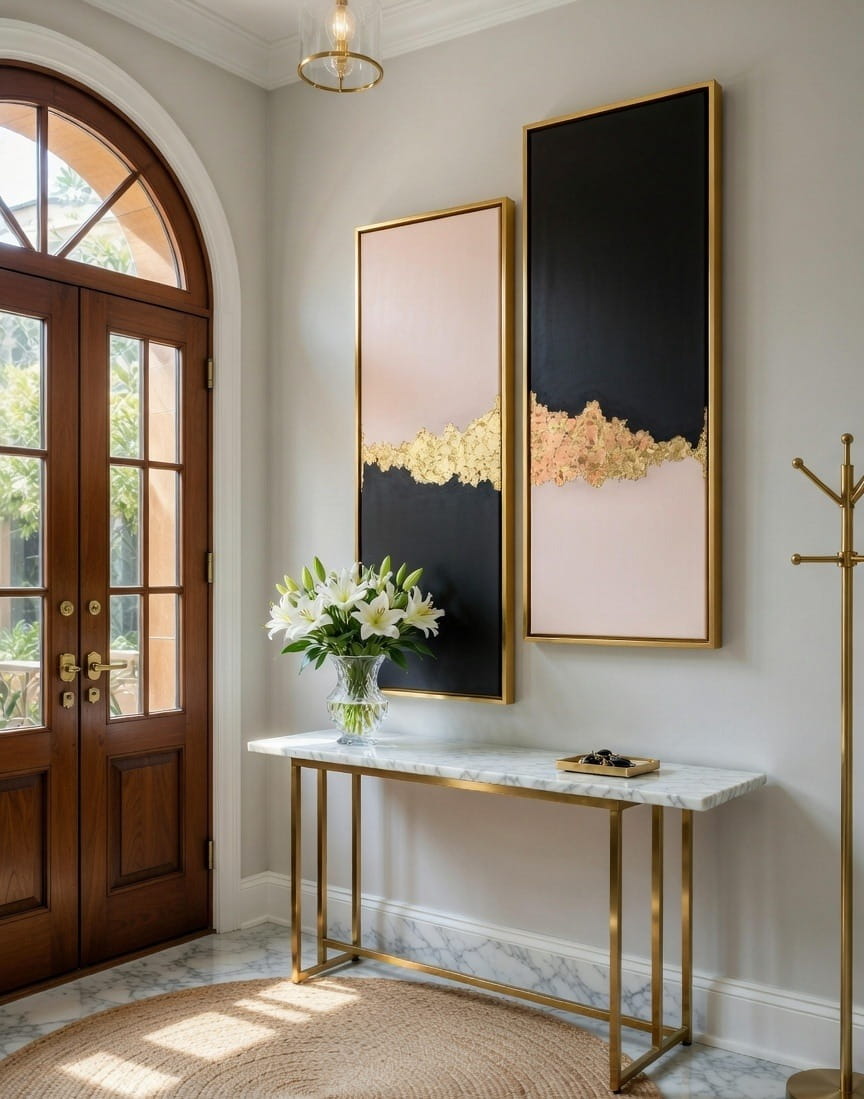 Handmade Canvas Paintings Set of 2 Elegant Black, White & Gold Modern Abstract Hand Painted Wall Art | Wall Decor & Gift For Housewarming 7 set of 2 abstract paintings large canvas painting for living room