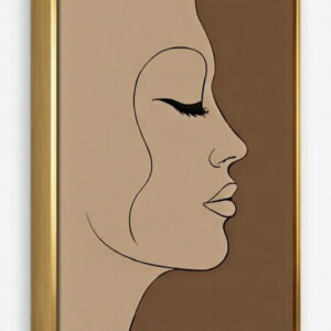 Hand Made Elegant Modern Abstract Woman Face Canvas Painting | Girl Face Canvas Painting For Gifting 13 woman canvas painting in golden frame