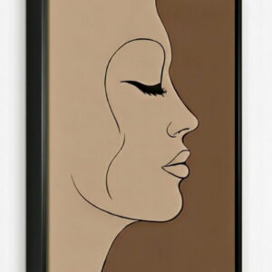 Hand Made Elegant Modern Abstract Woman Face Canvas Painting | Girl Face Canvas Painting For Gifting 12 woman's face canvas art in black frame
