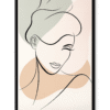 Hand Painted Wall Art Modern Art Girl Face in black floater frame