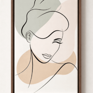 Hand Painted Wall Art Modern Art Girl Face in brown floater frame