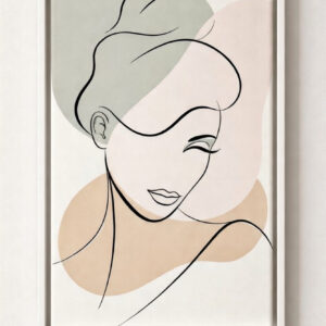 Hand Painted Wall Art Modern Art Girl Face in white floater frame