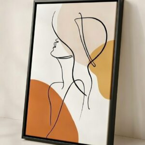 Handmade Abstract Woman Painting On Canvas Wall Painting in black floater frame
