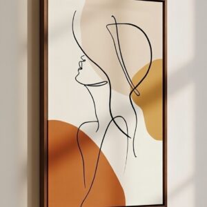 Handmade Abstract Woman Painting On Canvas Wall Painting in brown floater frame