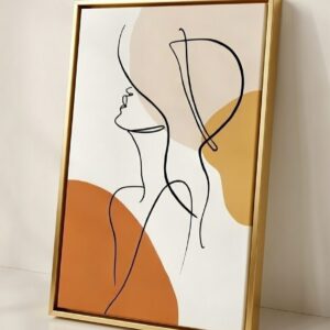 Handmade Abstract Woman Painting On Canvas Wall Painting in golden floater frame