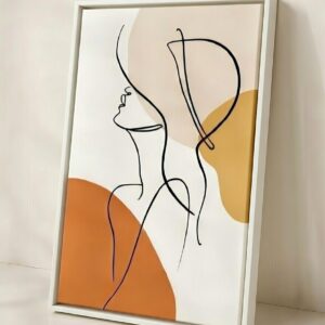 Handmade Abstract Woman Painting On Canvas Wall Painting in white floater frame