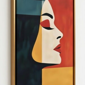 Handmade Canvas Painting Online Modern Art Woman Portrait in golden floater frame