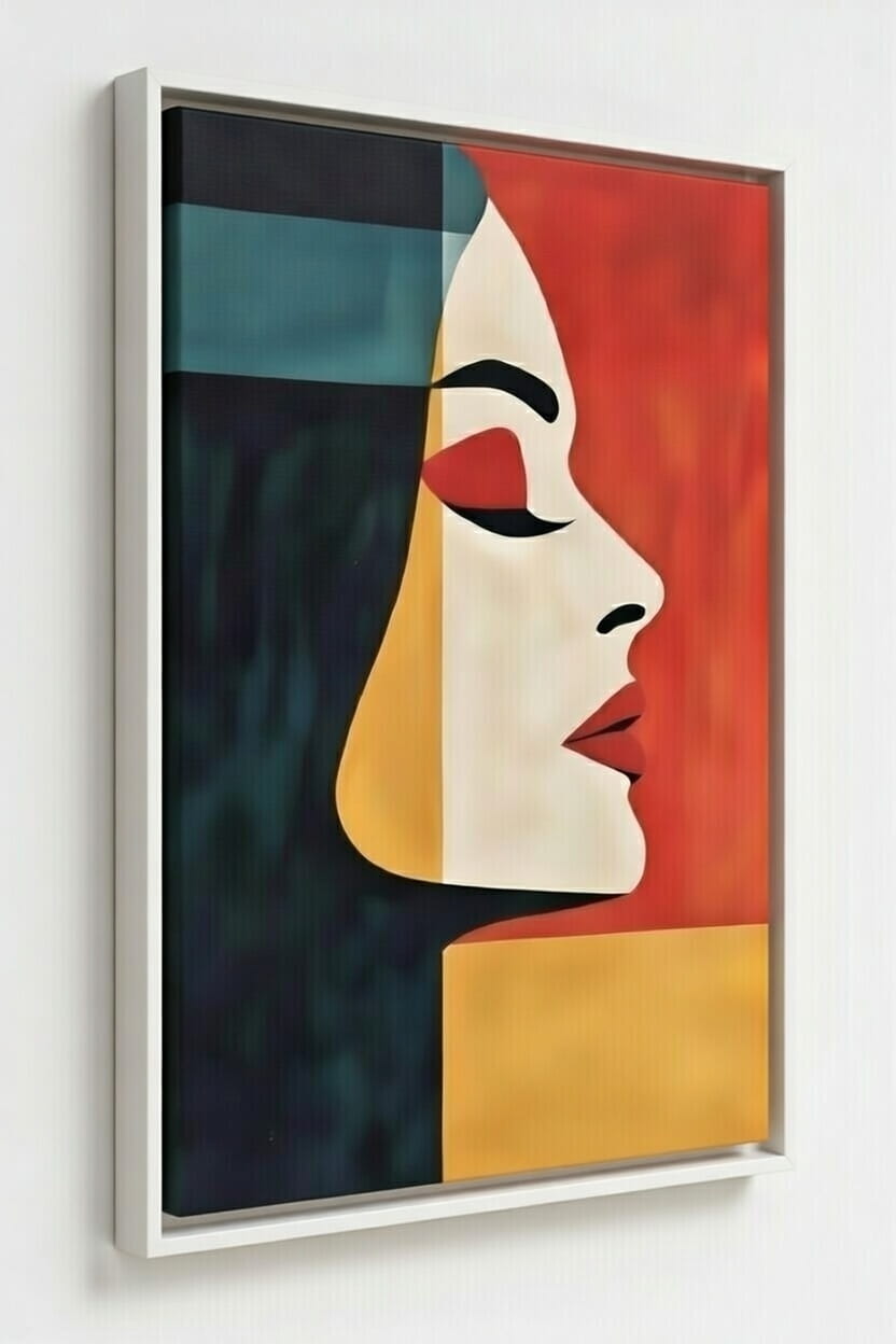 Buy 100% Handmade Canvas Painting Online Modern Art Woman Portrait | Hand Painted Wall Art 8 Handmade Canvas Painting Online Modern Art Woman Portrait in white floater frame